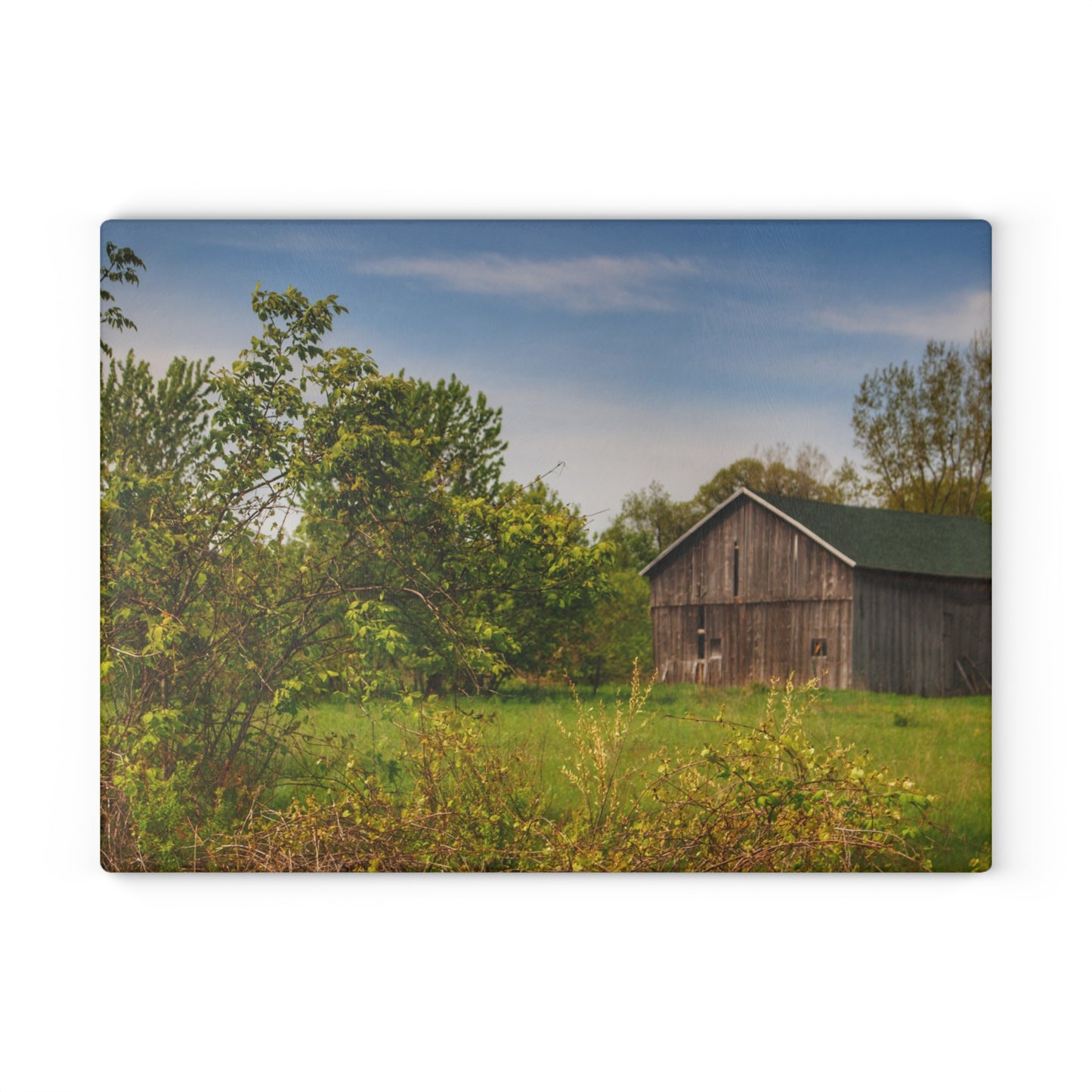 U R There Photography North Branch Little Grey Rustic Farmhouse Tempered-Glass Cutting Board