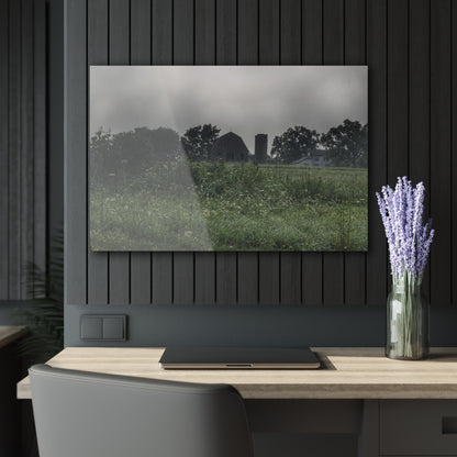 U R There Photography Hill Road Grey in the Fog Rustic Farmhouse Acrylic Wall Print