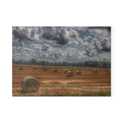 U R There Photography Haybale Heaven Rustic Farmhouse Tempered-Glass Cutting Board