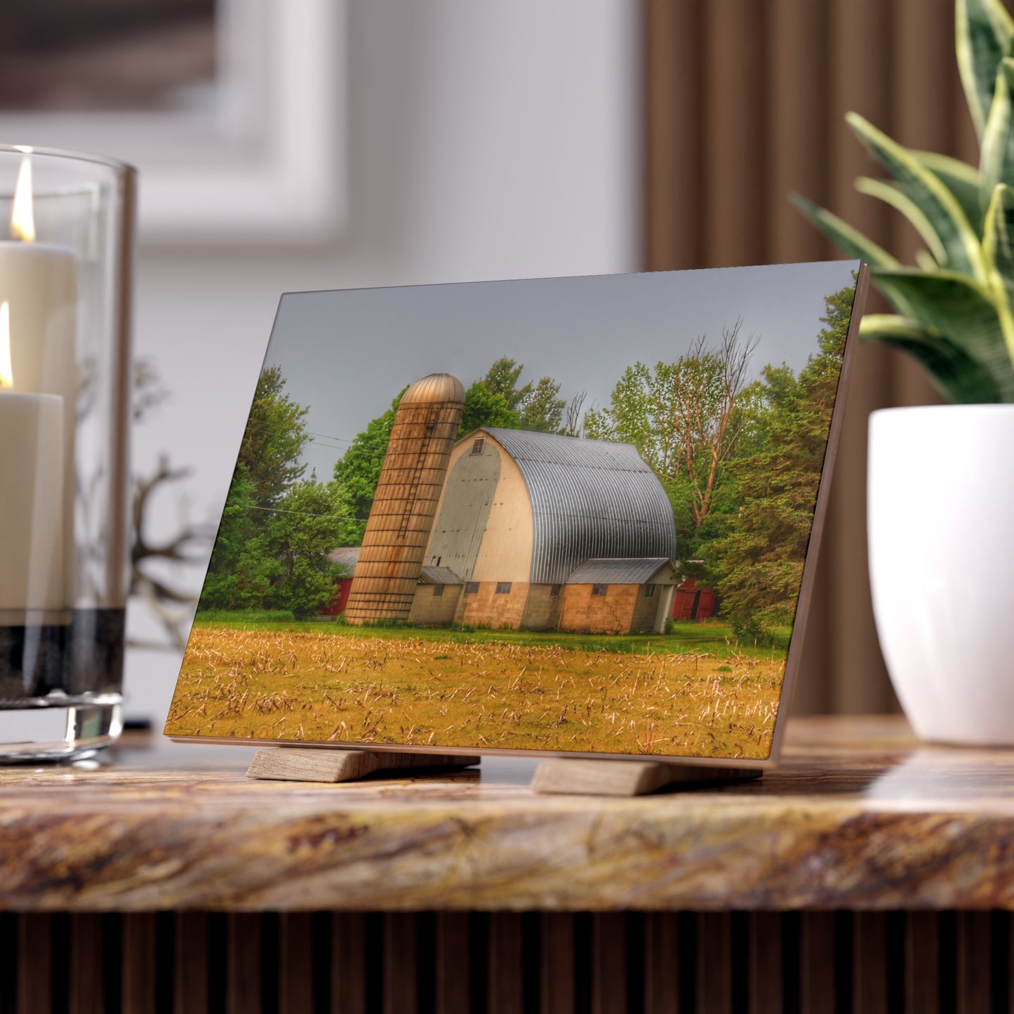 U R There Photography Carpenter Road White II Rustic Farmhouse Decorative Ceramic Tile