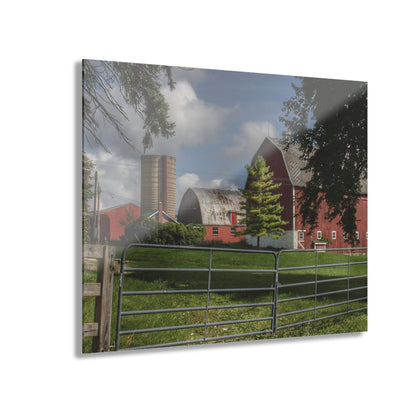 U R There Photography Hough Road Reds and Silo I Rustic Farmhouse Acrylic Wall Print