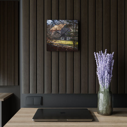 U R There Photography Newark Road Hidden Fieldstone Grey Rustic Farmhouse Acrylic Analog Wall Clock