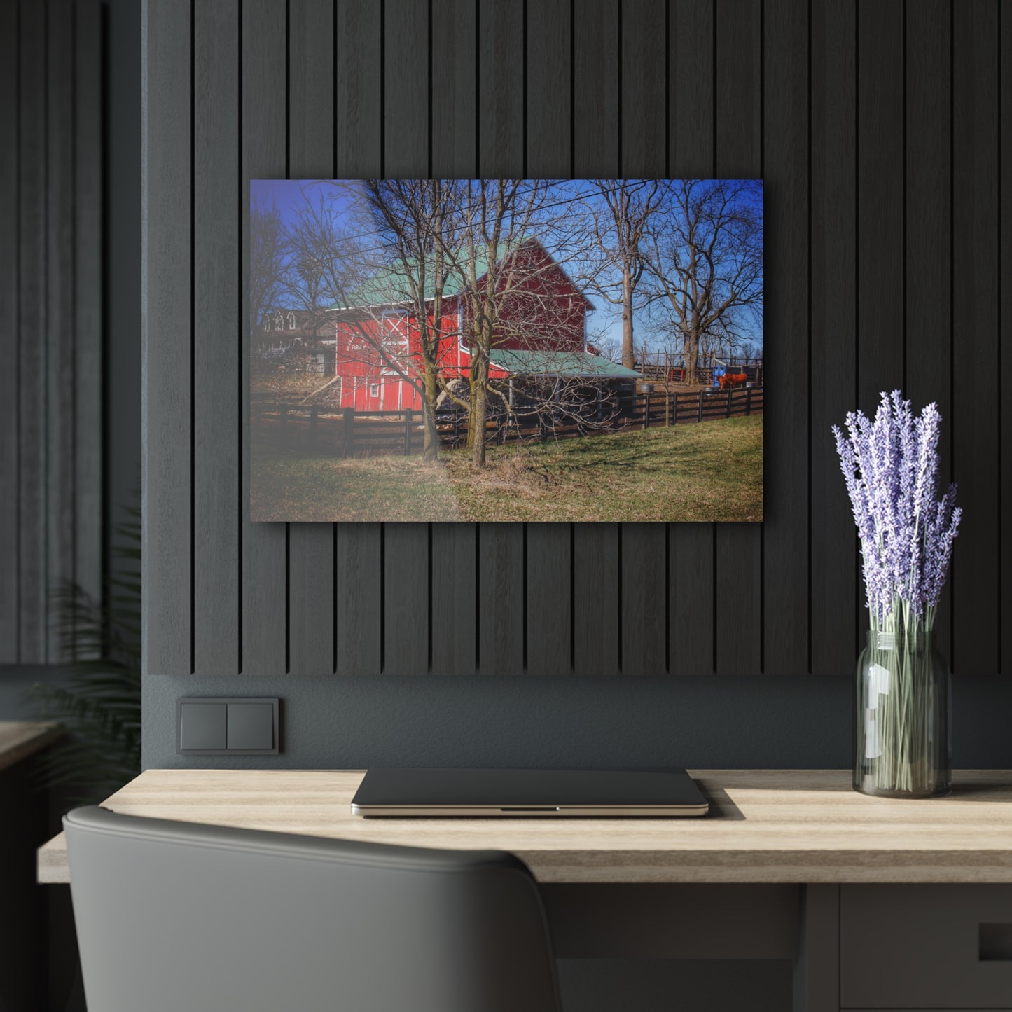 U R There Photography Imlay City Road Cow Barn II Rustic Farmhouse Acrylic Wall Print 14 "x 11"