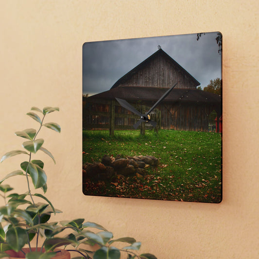 U R There Photography Chalet Grey II Rustic Farmhouse Acrylic Analog Wall Clock