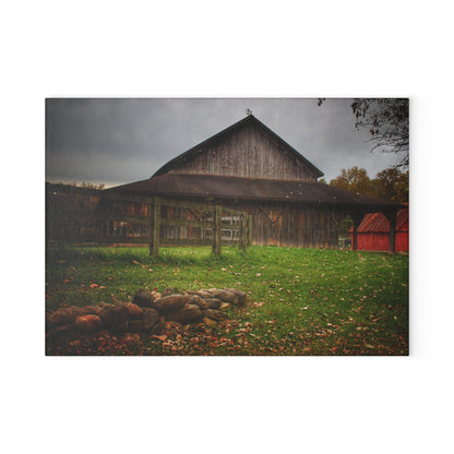 U R There Photography Chalet Grey II Rustic Farmhouse Tempered-Glass Cutting Board