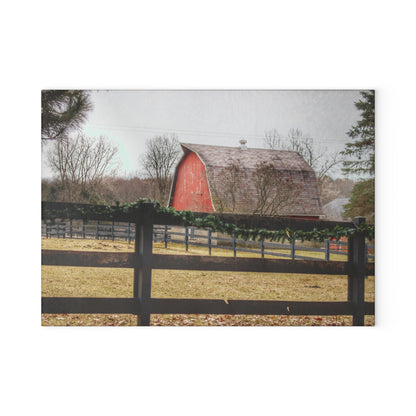 U R There Photography Beyond the Fence on Blood Road Rustic Farmhouse Tempered-Glass Cutting Board
