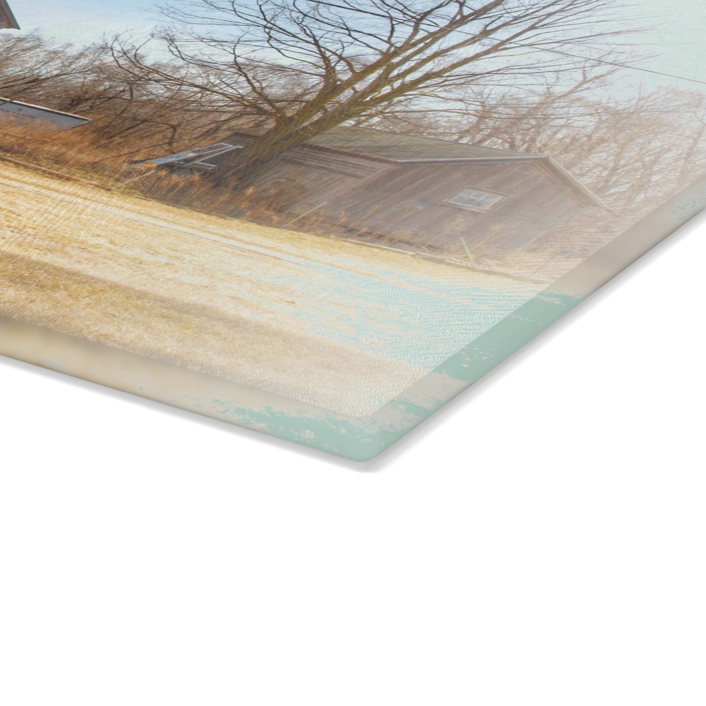 U R There Photography Klam Road Hillside Greys Rustic Farmhouse Tempered-Glass Cutting Board