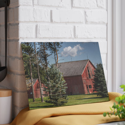 U R There Photography Havens Road Red Among the Pines Rustic Farmhouse Tempered-Glass Cutting Board