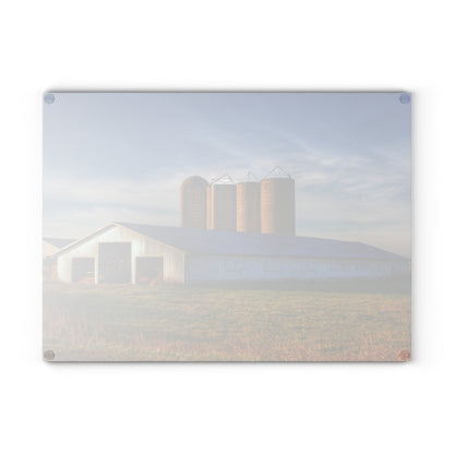 Barn Boutique Rustic Tempered-Glass Cutting Board| Peck White and Silos