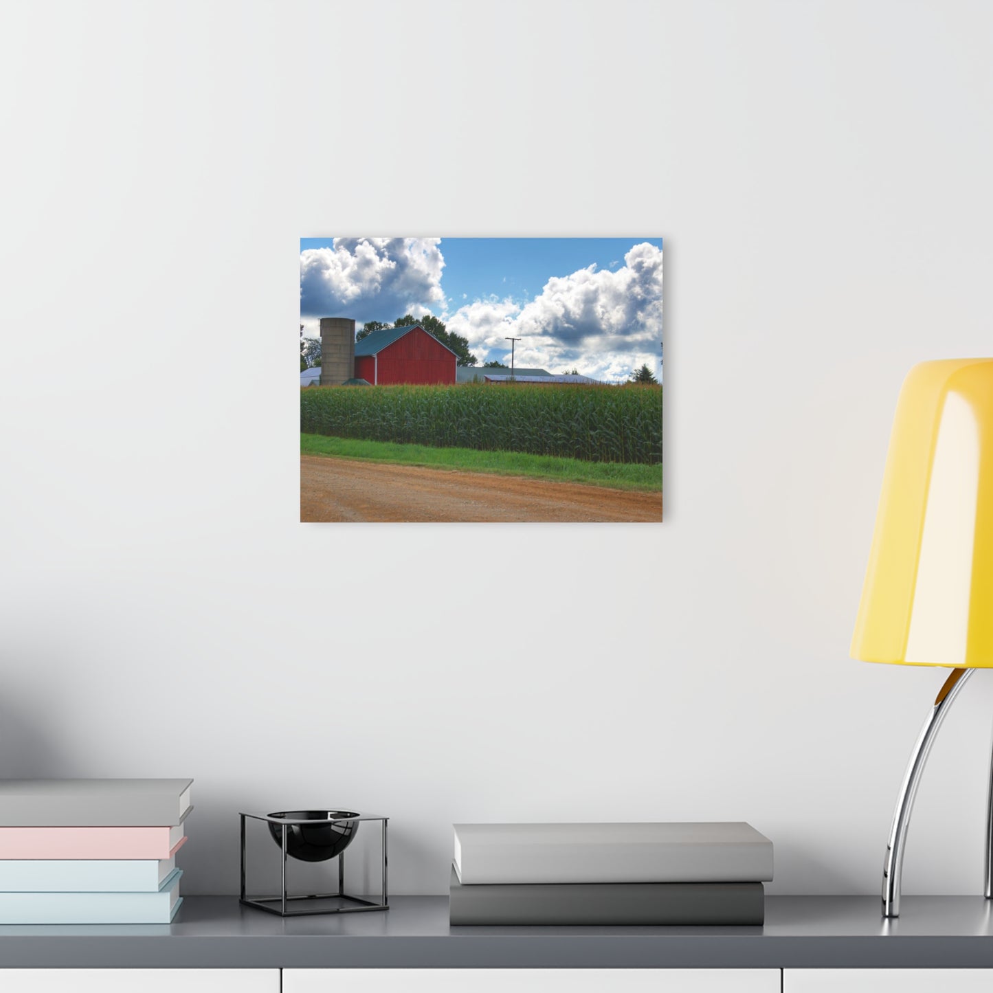 U R There Photography East Brown Road Red Rustic Farmhouse Acrylic Wall Print