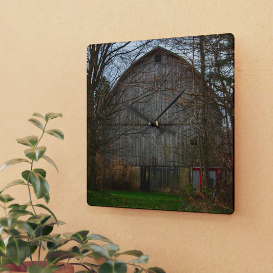 U R There Photography West Murphy Lake Road Grey Rustic Farmhouse Acrylic Analog Wall Clock