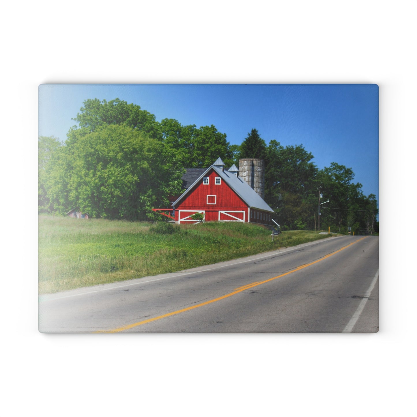 U R There Photography Metamora Red 2020 II Rustic Farmhouse Tempered-Glass Cutting Board