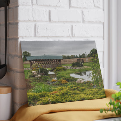 U R There Photography Bridge of Summer Road II Rustic Farmhouse Tempered-Glass Cutting Board 8"x 11"