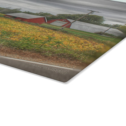 U R There Photography Kingston Road Trio II Rustic Farmhouse Tempered-Glass Cutting Board