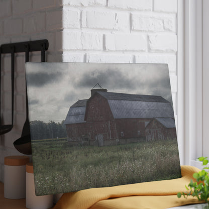 U R There Photography Glover Road Reds Rustic Farmhouse Tempered-Glass Cutting Board