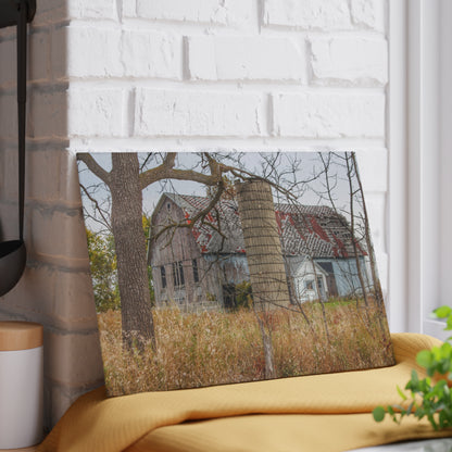 U R There Photography Hill Road Roadside Grey II Rustic Farmhouse Tempered-Glass Cutting Board