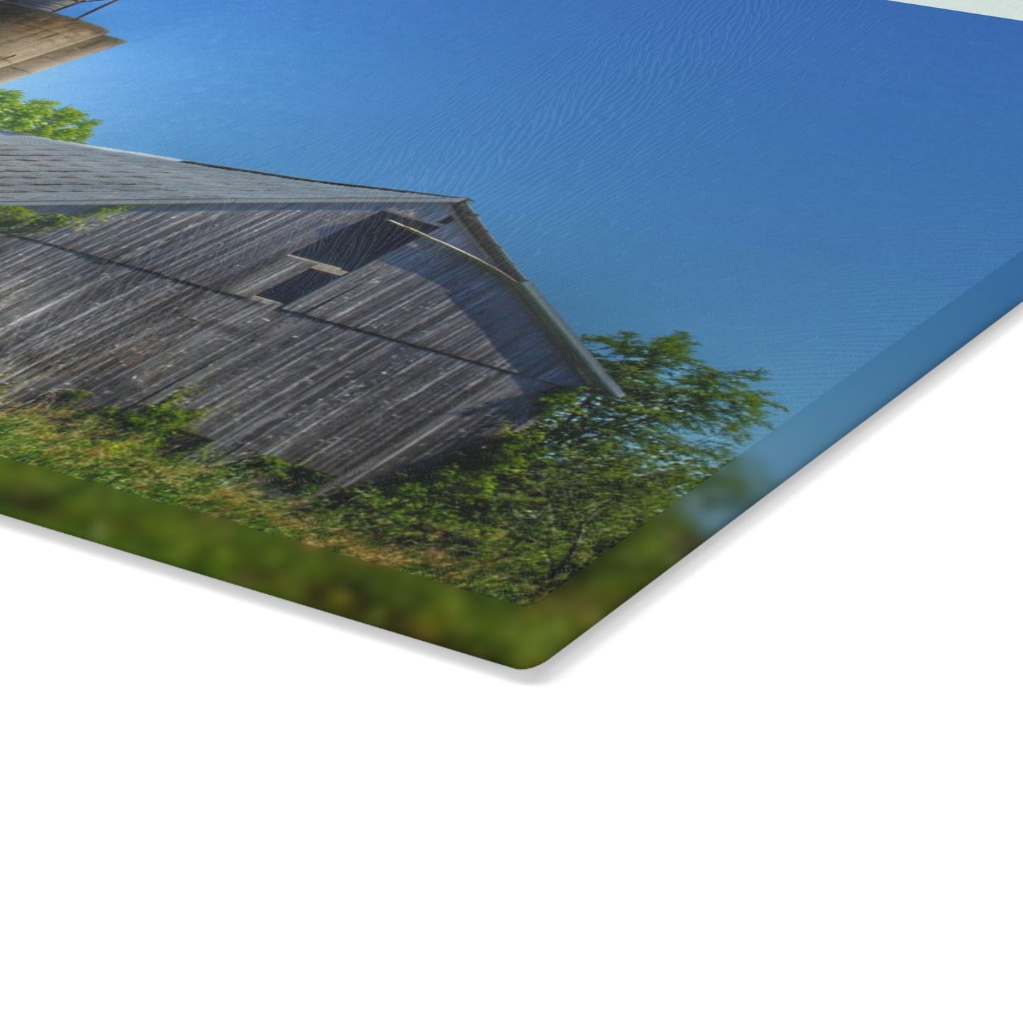 U R There Photography East Swaffer Grey and Little Red Rustic Farmhouse Tempered-Glass Cutting Board