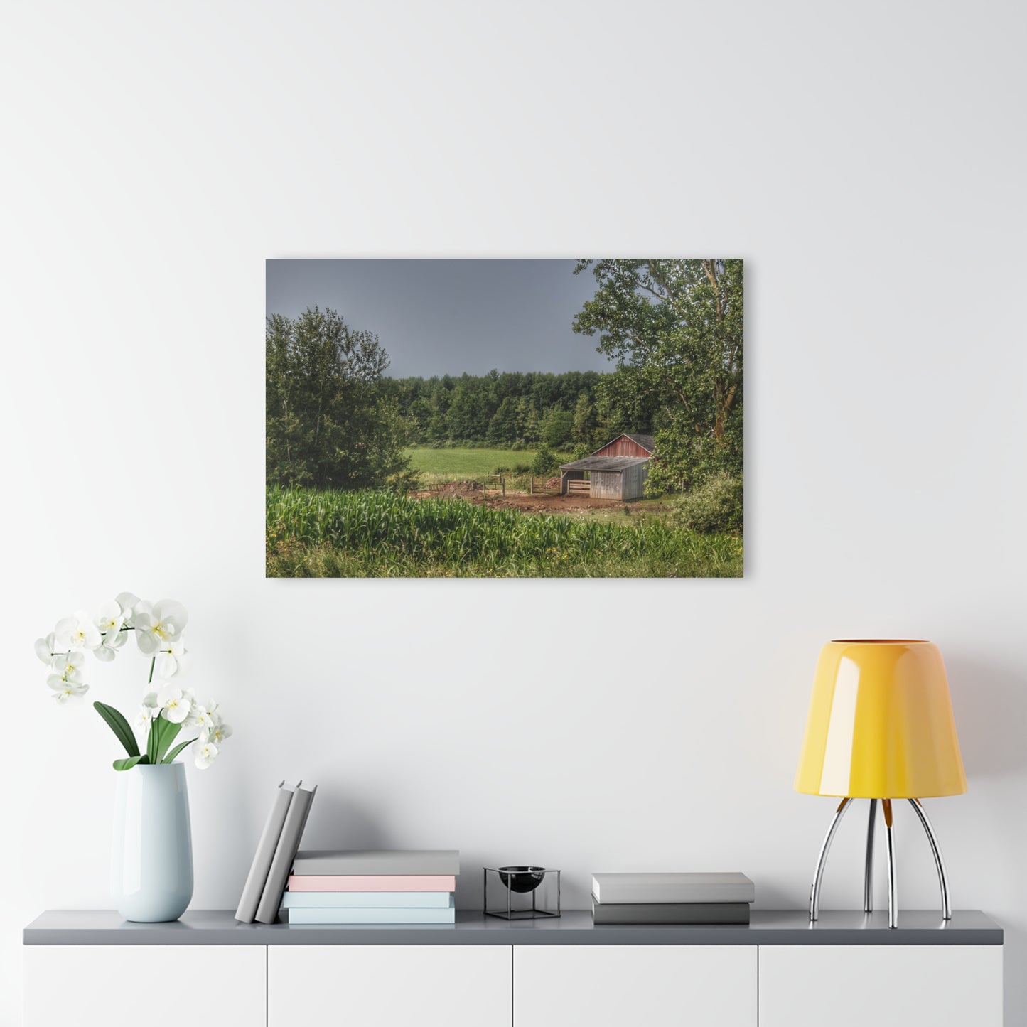 U R There Photography West Oregon Road Hidden Red I Rustic Farmhouse Acrylic Wall Print