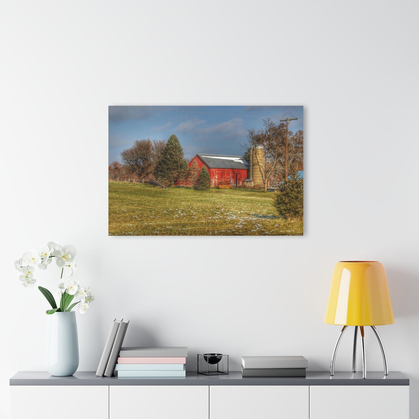U R There Photography Columbiaville Road Red I Rustic Farmhouse Acrylic Wall Print