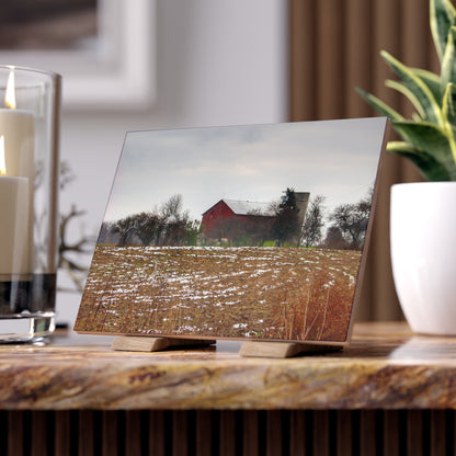 U R There Photography Brook Road Red Rustic Farmhouse Decorative Ceramic Tile 6" × 8" Matte