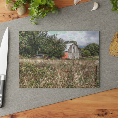 U R There Photography East Frances Road Hidden Grey I Rustic Farmhouse Tempered-Glass Cutting Board