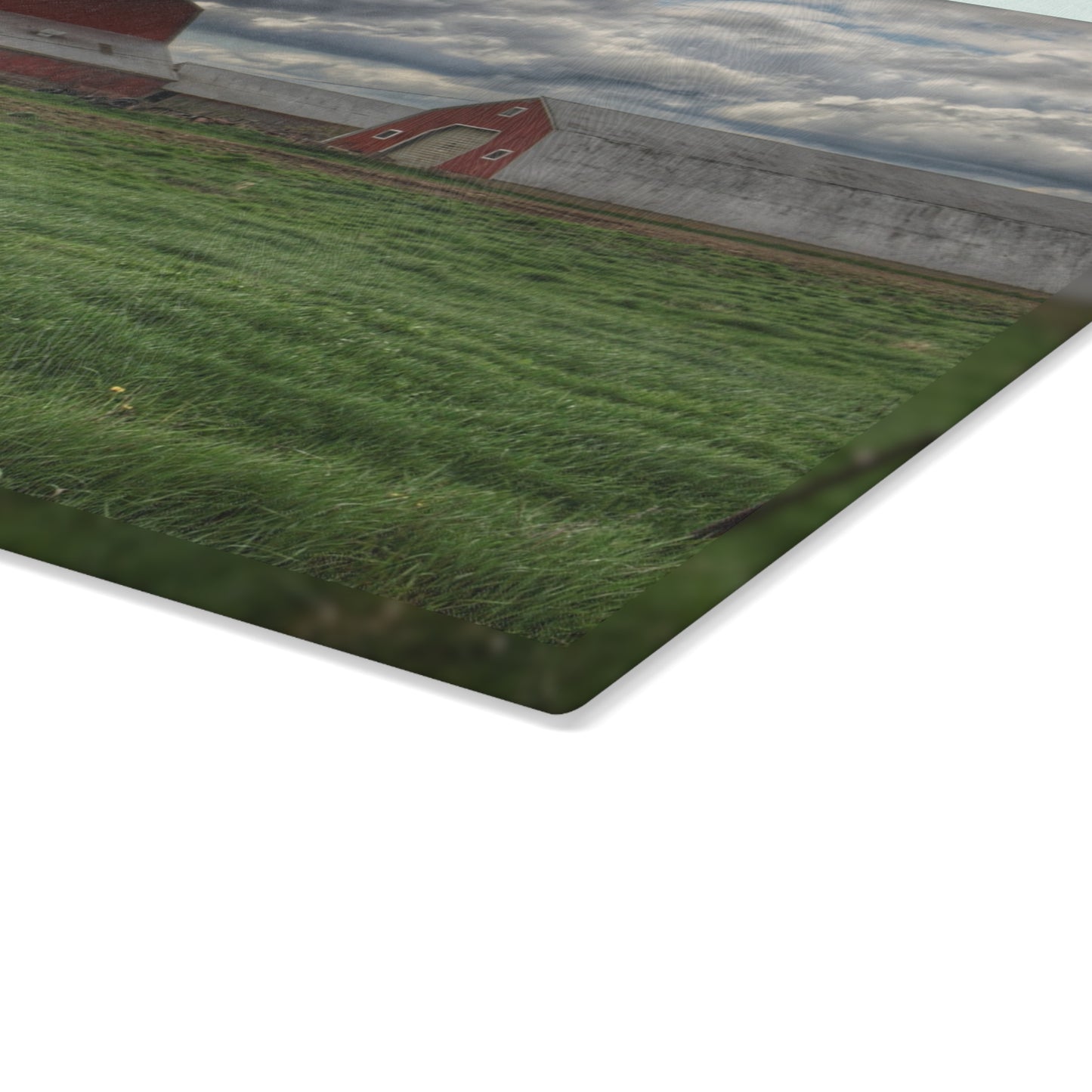 U R There Photography Northern Sandusky Reds Rustic Farmhouse Tempered-Glass Cutting Board