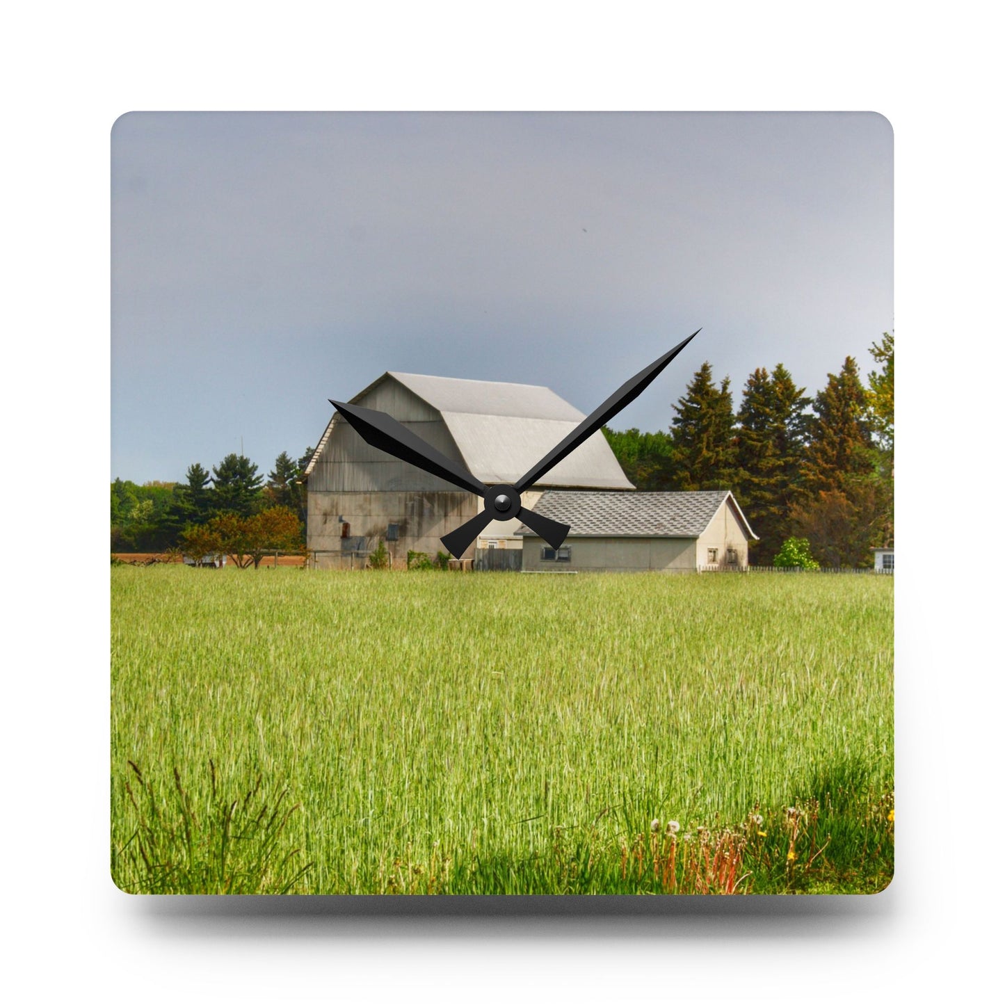 U R There Photography North Graf Road White Rustic Farmhouse Acrylic Analog Wall Clock