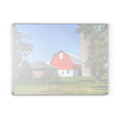 U R There Photography East Lake Road Red Rustic Farmhouse Tempered-Glass Cutting Board