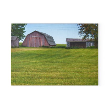 U R There Photography Cass City Elmwood Road Greys Rustic Farmhouse Tempered-Glass Cutting Board
