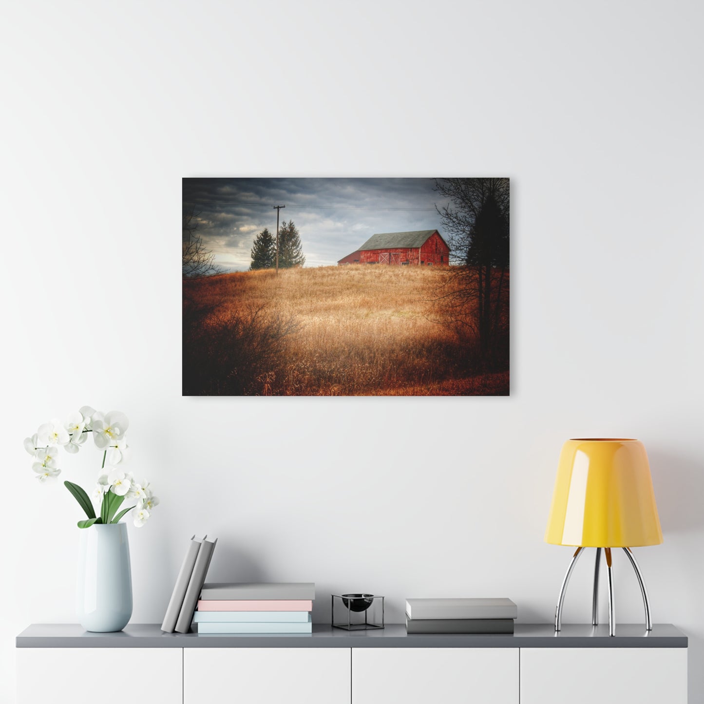 U R There Photography Grey Road Hillside Red II Rustic Farmhouse Acrylic Wall Print