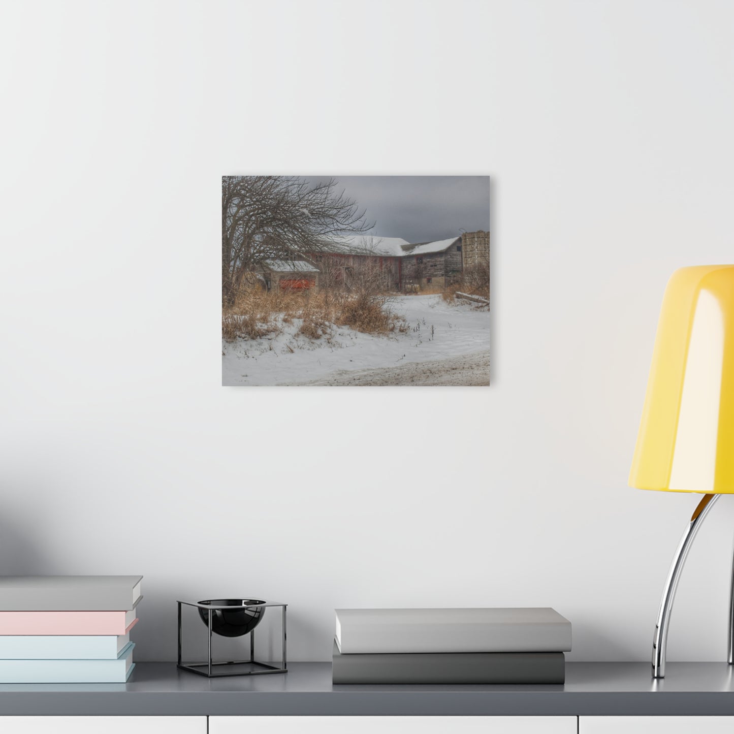 U R There Photography Midwinter Red Rustic Farmhouse Acrylic Wall Print