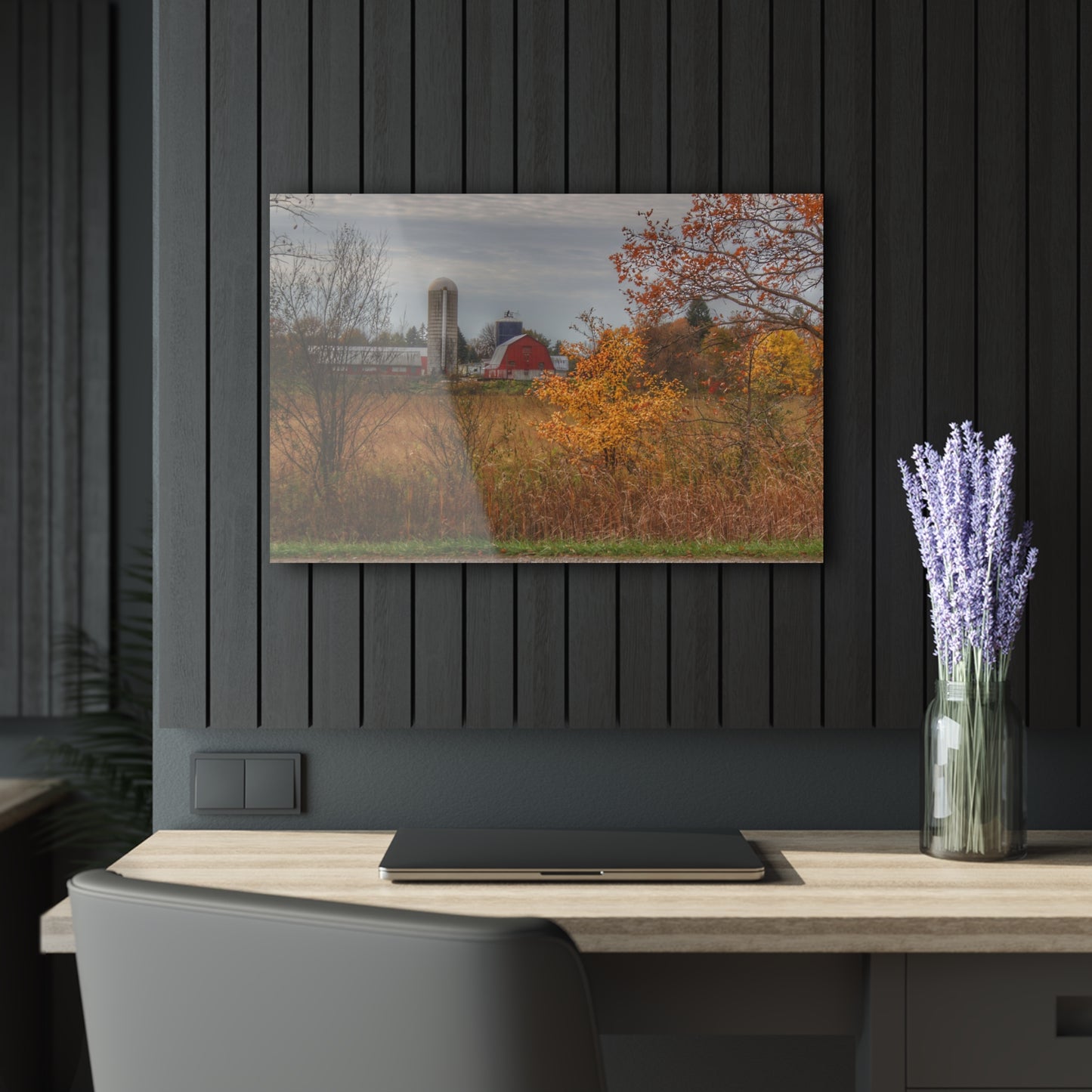 U R There Photography Vienna Road Red and Silo Rustic Farmhouse Acrylic Wall Print
