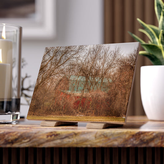 U R There Photography Bray Road Hidden Barnyard Red III Rustic Farmhouse Decorative Ceramic Tile