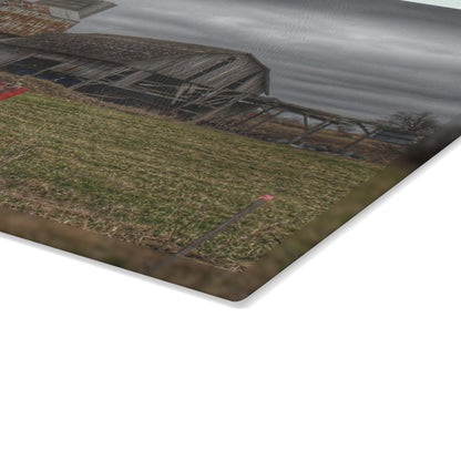 U R There Photography Dodge Road Grey II Rustic Farmhouse Tempered-Glass Cutting Board