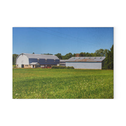 U R There Photography McPherson Greys Rustic Farmhouse Tempered-Glass Cutting Board 11" x 15" Rectangle