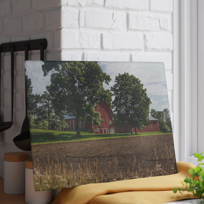 U R There Photography Catlin Road Red II Rustic Farmhouse Tempered-Glass Cutting Board