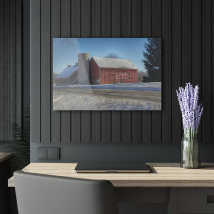U R There Photography Metamora Red in Winter Rustic Farmhouse Acrylic Wall Print
