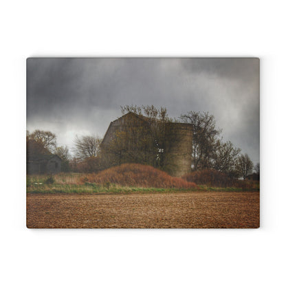U R There Photography West Snover Grey Rustic Farmhouse Tempered-Glass Cutting Board