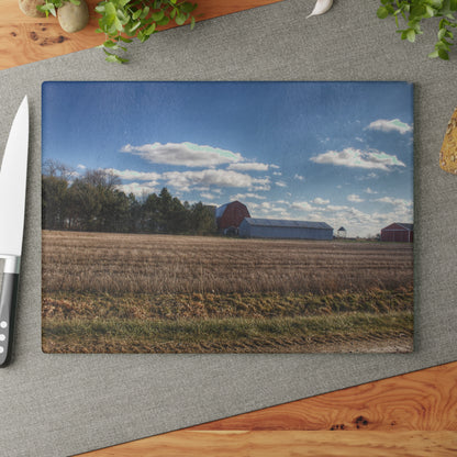 U R There Photography Isles Road Red Rustic Farmhouse Tempered-Glass Cutting Board