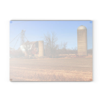 U R There Photography North Cemetery Roads Forgotten Grey Rustic Farmhouse Tempered-Glass Cutting Board