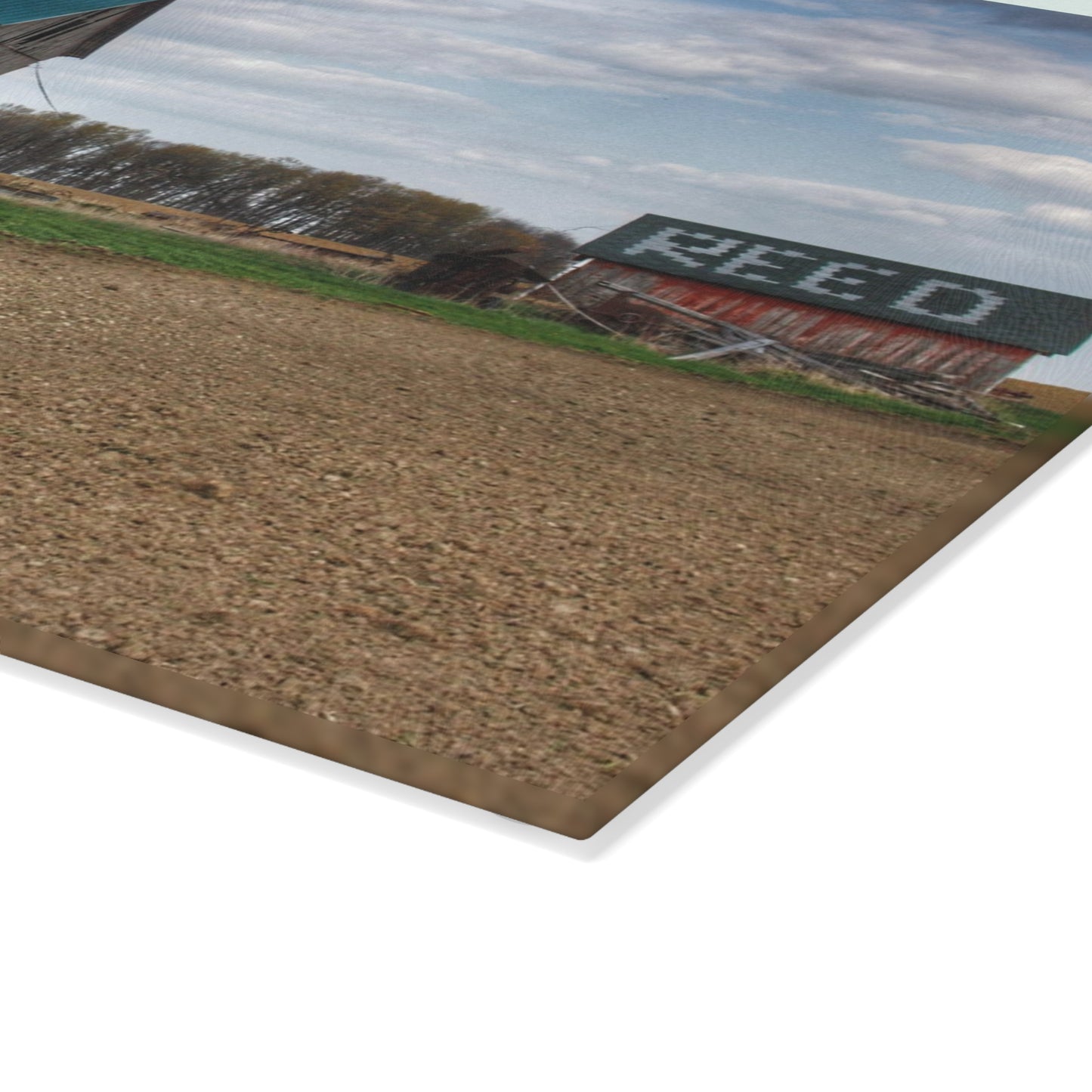 U R There Photography Cedar Creek Road Reds Rustic Farmhouse Tempered-Glass Cutting Board