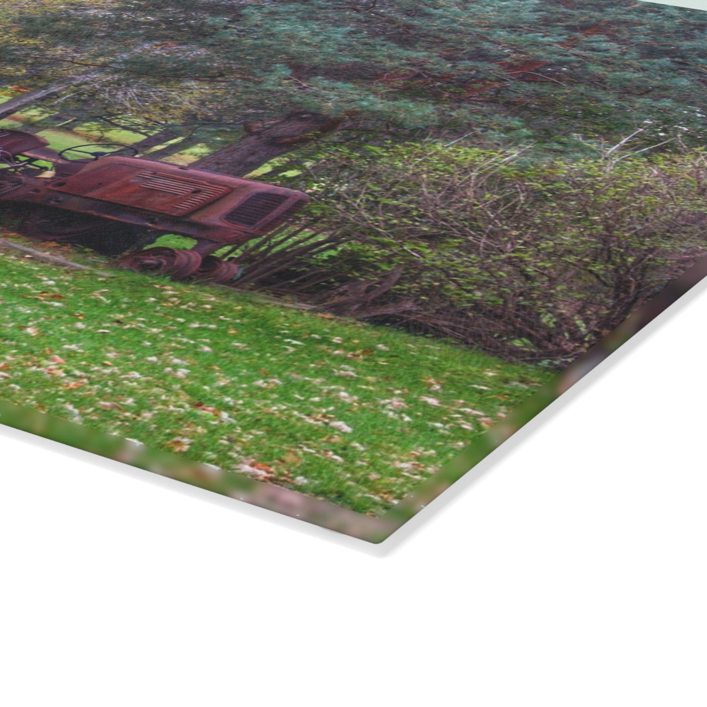 U R There Photography Casey Road Yard Art I Rustic Farmhouse Tempered-Glass Cutting Board