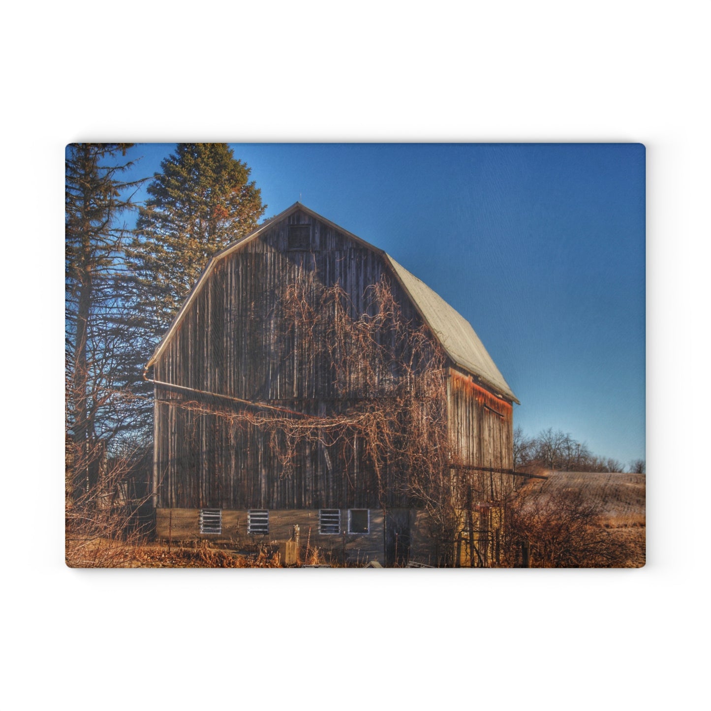 U R There Photography Newark Road Brown Beauty Rustic Farmhouse Tempered-Glass Cutting Board