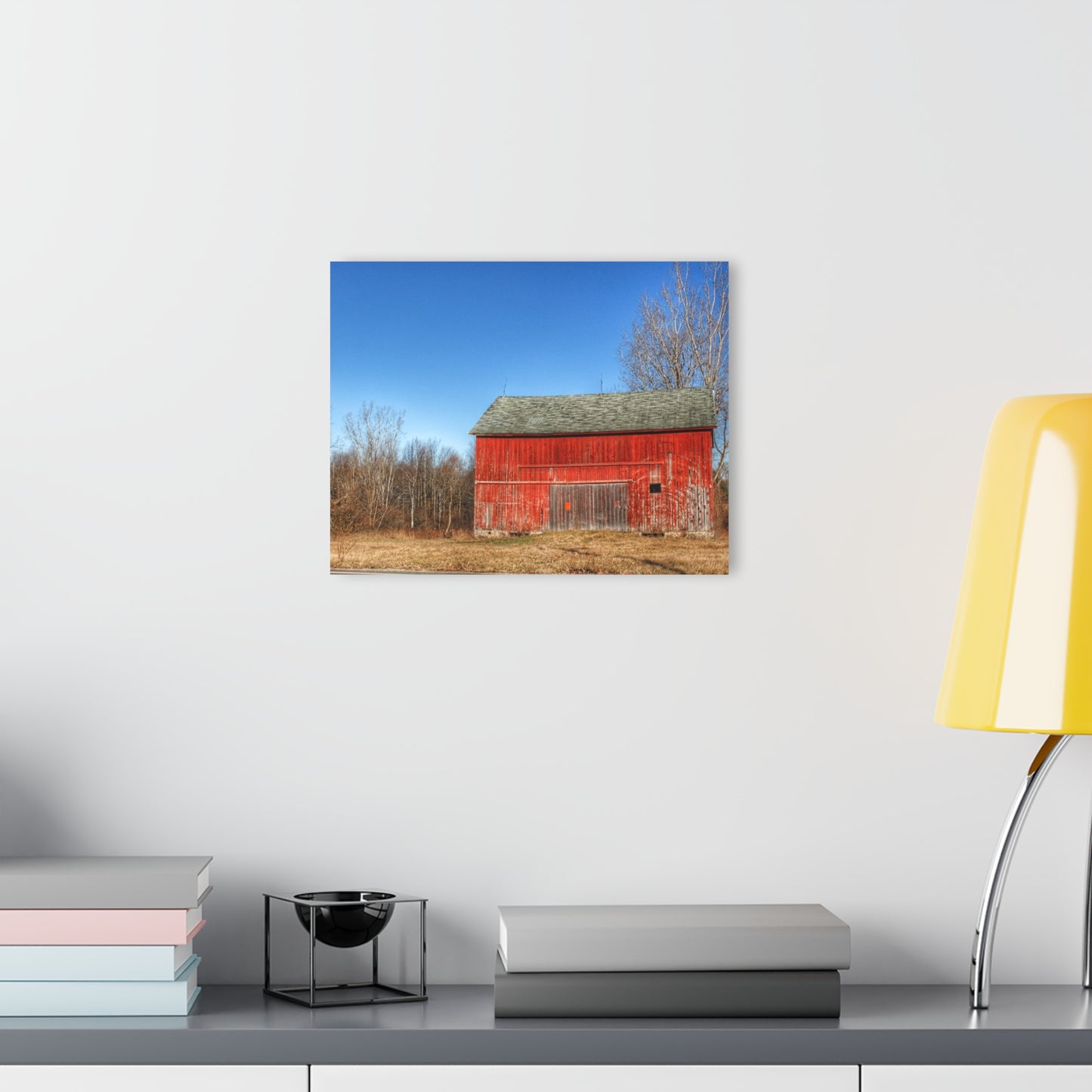 U R There Photography Vernor Road Red Rustic Farmhouse Acrylic Wall Print
