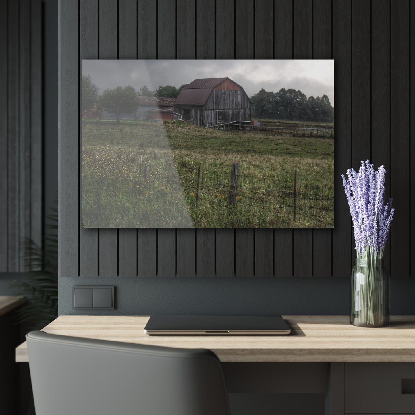 U R There Photography Newark Road Tilted Grey I Rustic Farmhouse Acrylic Wall Print