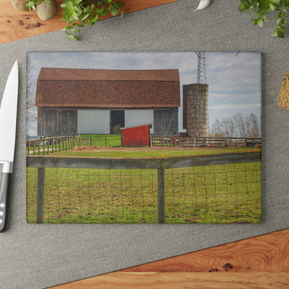 U R There Photography North Vassar Road Grey Rustic Farmhouse Tempered-Glass Cutting Board
