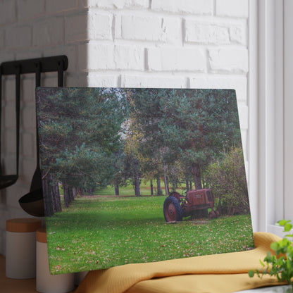 U R There Photography Casey Road Yard Art I Rustic Farmhouse Tempered-Glass Cutting Board