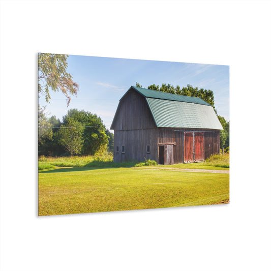 U R There Photography Red Door Barn of Mount Morris Road Rustic Farmhouse Acrylic Wall Print