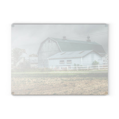U R There Photography Richville Road Grey II Rustic Farmhouse Tempered-Glass Cutting Board