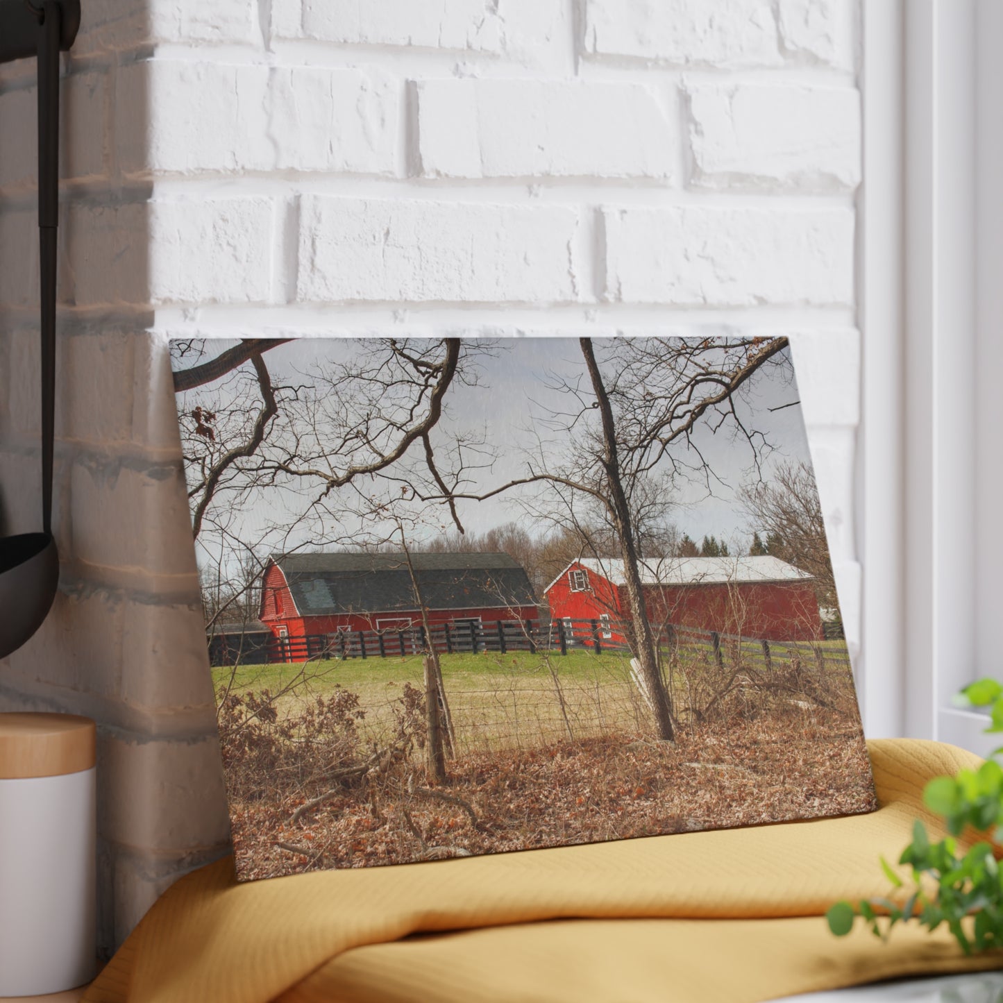 U R There Photography Hidden Hosner Reds Rustic Farmhouse Tempered-Glass Cutting Board